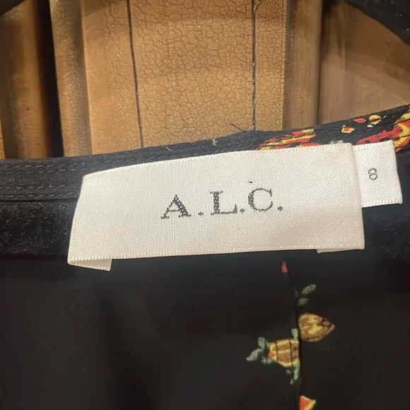 A.L.C. Wilma Wrap Short Dress in Black Floral - Picture 4 of 8